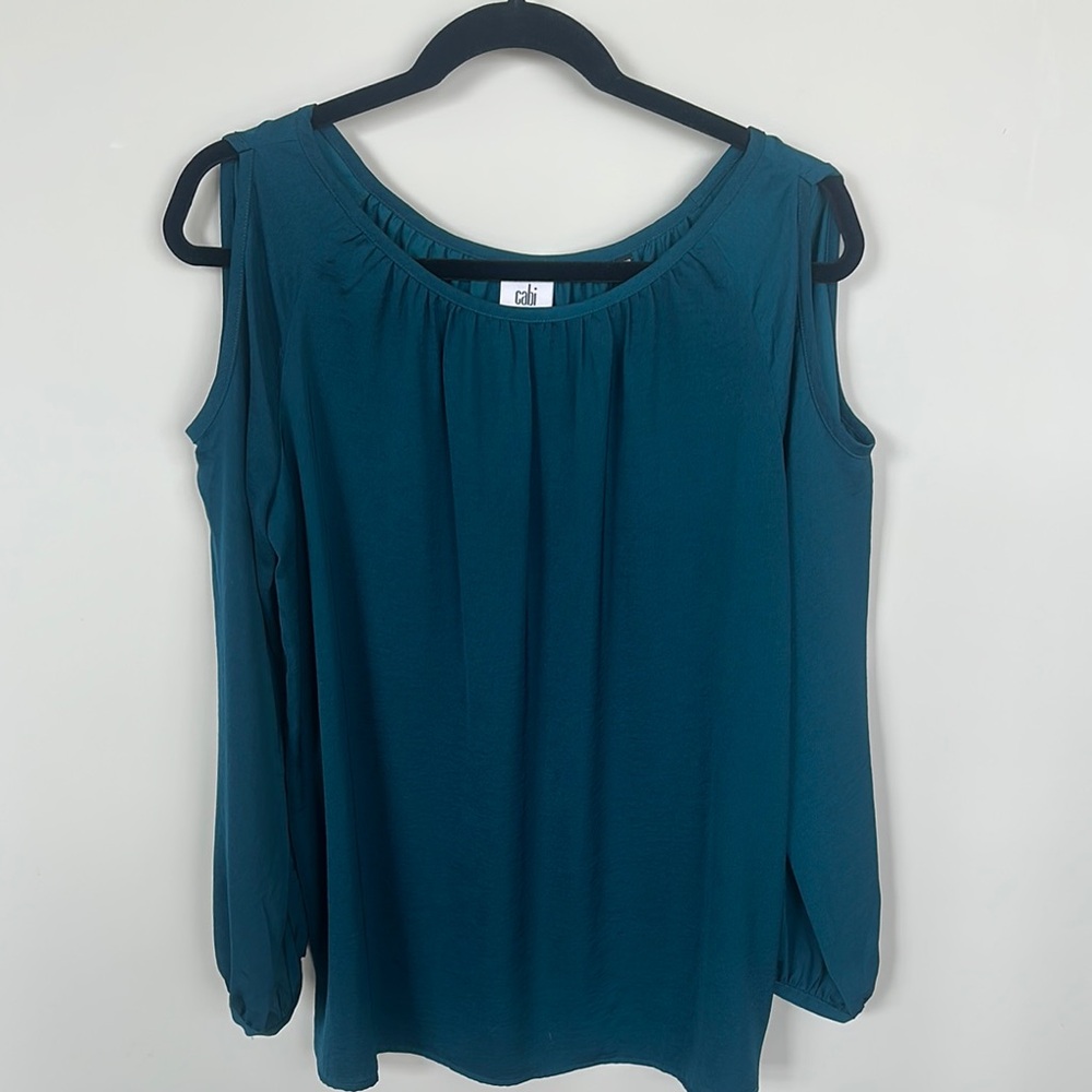 Chic Teal Cold Shoulder Top